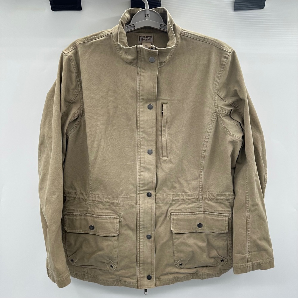 Duluth Trading Co Womens XL Khaki Tan Canvas Field Jacket Utility Utility Coat